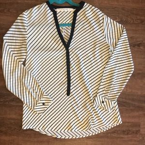 Black and white striped blouse, long sleeves